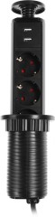 Сетевой разветвитель Premier 3R USB 1.8м (3 розетки) черный (коробка)