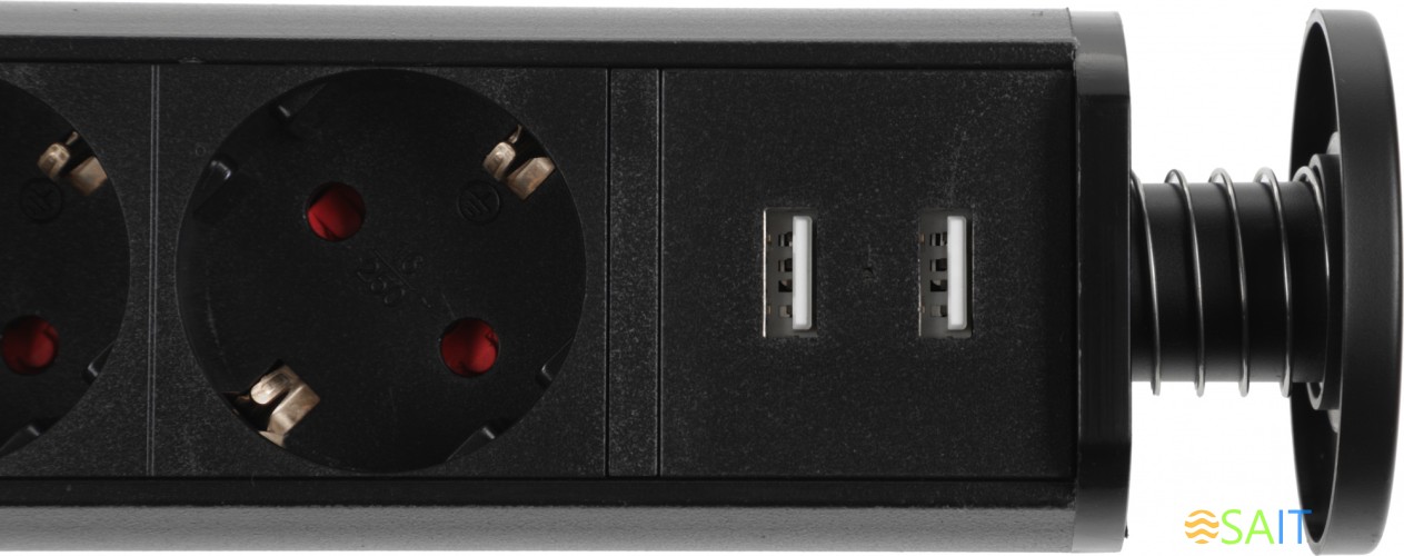 Сетевой разветвитель Premier 3R USB 1.8м (3 розетки) черный (коробка)