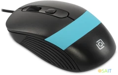 Мышь Оклик 310M черный/синий оптическая 2400dpi USB для ноутбука 4but (1869099)