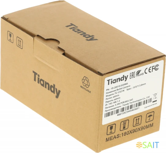 Камера видеонаблюдения IP Tiandy AK TC-C321N I3/E/Y/2.8mm 2.8-2.8мм цв. корп.:белый