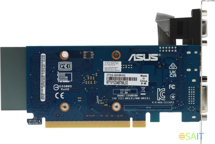 Видеокарта Asus PCI-E 2.0 GT710-SL-2GD3-BRK-EVO NVIDIA GeForce GT 710 2Gb 64bit DDR3 954/900 DVIx1 HDMIx1 CRTx1 HDCP Ret low profile