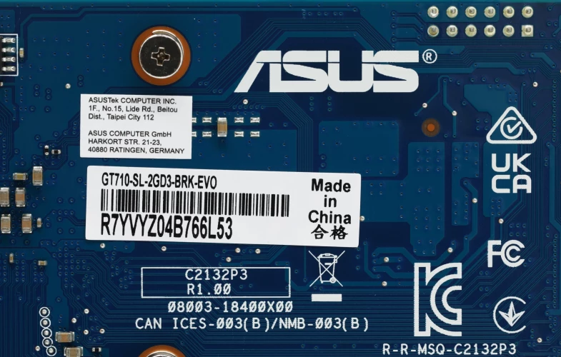 Видеокарта Asus PCI-E 2.0 GT710-SL-2GD3-BRK-EVO NVIDIA GeForce GT 710 2Gb 64bit DDR3 954/900 DVIx1 HDMIx1 CRTx1 HDCP Ret low profile