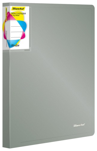 Папка на 2-х кольцах Silwerhof Perlen 271957-77 A4 1мм кор.38мм внутр. с вставкой серебристый металлик