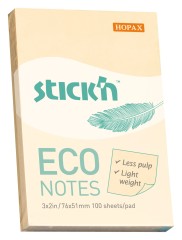 Блок самоклеящийся бумажный Stick`n ECO 21741 51x76мм 100лист. 60г/м2 пастель желтый