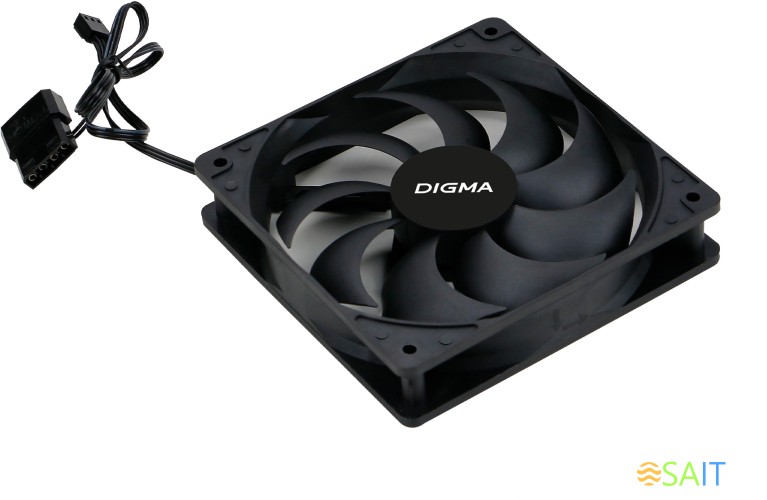 Вентилятор для корпуса Digma DFAN-120-9 120х120x25 черный 3-pin 4-pin (Molex) 23дБ (упак.:1шт) Ret