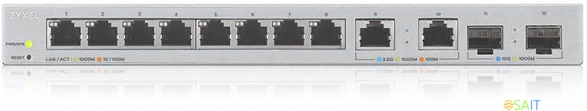 Коммутатор Zyxel XGS1210-12-ZZ0102F (L2) 8x1Гбит/с 2x2.5Гбит/с 2SFP+ управляемый