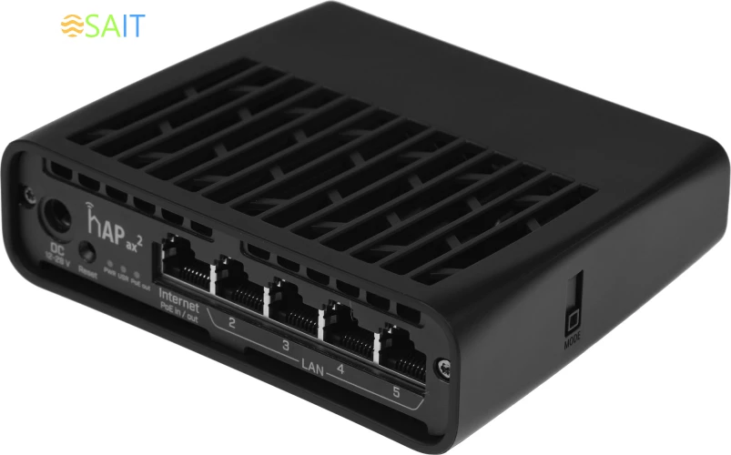 Роутер беспроводной MikroTik hAP ax2 (C52IG-5HAXD2HAXD-TC) AX1800 10/100/1000BASE-TX черный