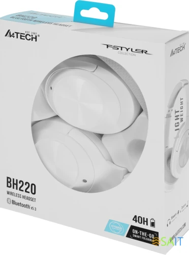 Гарнитура мониторные A4Tech Fstyler BH220 белый беспроводные bluetooth оголовье (BH220 WHITE)