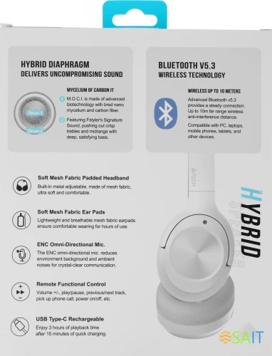 Гарнитура мониторные A4Tech Fstyler BH220 белый беспроводные bluetooth оголовье (BH220 WHITE)