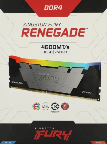 Память DDR4 2x8GB 4600МГц Kingston KF446C19RB2AK2/16 Fury Renegade RGB RTL Gaming PC4-36800 CL19 DIMM 288-pin 1.5В kit single rank с радиатором Ret