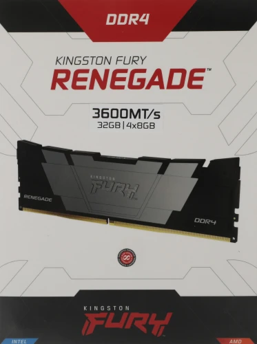 Память DDR4 4x8GB 3600MHz Kingston KF436C16RB2K4/32 Fury Renegade Black RTL Gaming PC4-28800 CL16 DIMM 288-pin 1.35В kit single rank с радиатором Ret