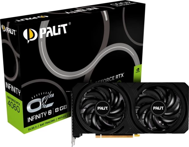 Видеокарта Palit PCI-E 4.0 PA-RTX4060 INFINITY 2 OC NVIDIA GeForce RTX 4060 8Gb 128bit GDDR6 1830/17000 HDMIx1 DPx3 HDCP Ret