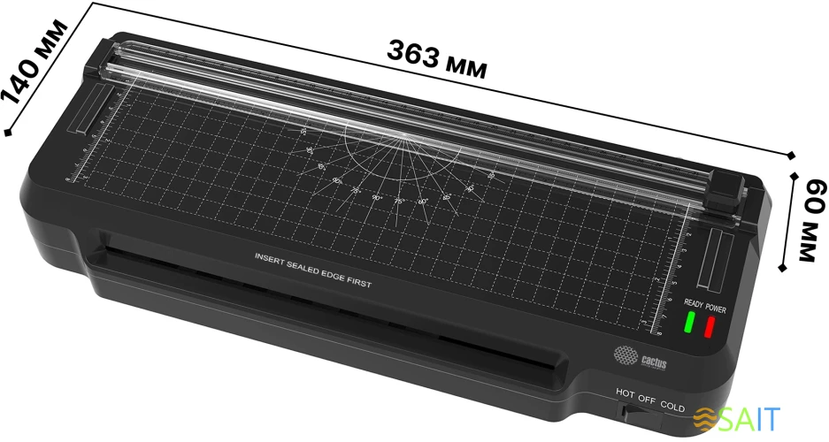 Ламинатор Cactus CS-LAB-F1 черный A4 (70-125мкм) 25см/мин (2вал.) хол.лам. лам.фото