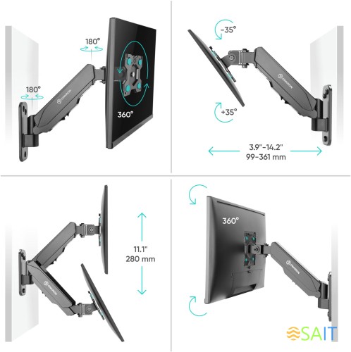 Кронштейн для телевизора Onkron G120 черный 13"-34" макс.8кг настенный поворот и наклон верт.перемещ.