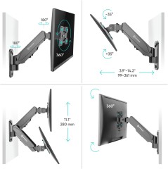 Кронштейн для телевизора Onkron G120 черный 13"-34" макс.8кг настенный поворот и наклон верт.перемещ.