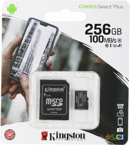 Флеш карта microSDXC 256GB Kingston SDCS2/256GB Canvas Select Plus + adapter