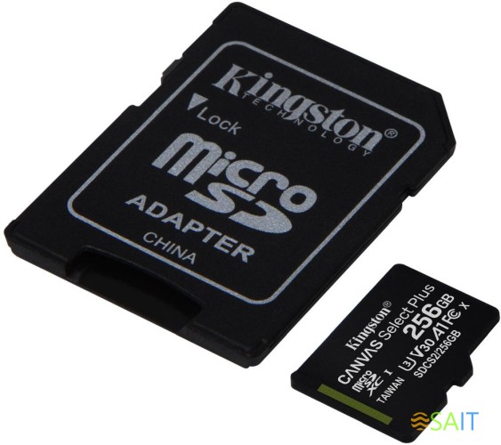 Флеш карта microSDXC 256GB Kingston SDCS2/256GB Canvas Select Plus + adapter
