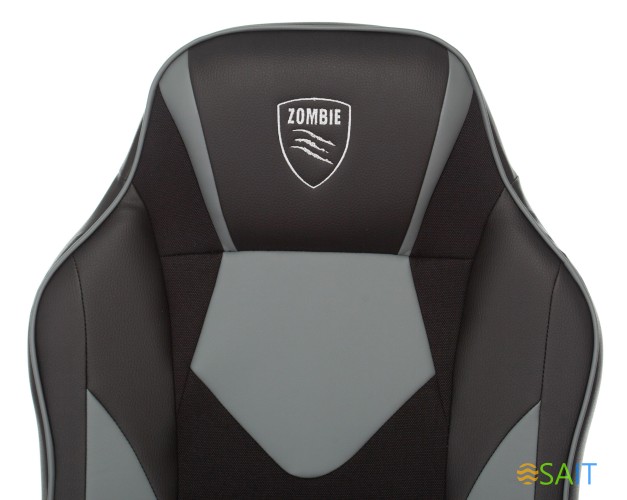 Кресло игровое Zombie GAME 17 черный/серый эко.кожа/ткань крестов. пластик