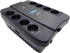 ИБП SPD-1100U LCD, линейно-интерактивный, цифровой дисплей, 1100 ВA, 605 Вт, 4 евророзетки с резервным питанием, 4 евророзетки с фильтрацией, USB, защита RJ45/RJ11, батарея свинцово-кислотная 12В 9Ач, ШхГхВ 285х232х103мм, 7.8 кг Powercom Spider SPD-1100