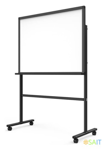 Доска стеклянная Deli 8738 стеклянная белый 90x120см алюминиевая рама стекло на подставке магнитный 4 магнита/4 колесика/2 маркера/стиратель