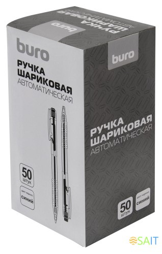 Ручка шариков. автоматическая Buro прозрачный d=0.7мм син. черн. кор.карт. сменный стержень линия 0.5мм без инд. Маркировки