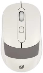 Мышь Оклик 310M белый/серый оптическая 2400dpi USB для ноутбука 4but (1869103)