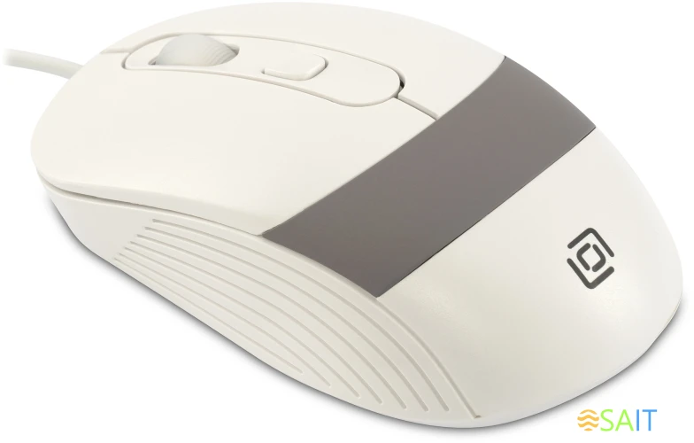 Мышь Оклик 310M белый/серый оптическая 2400dpi USB для ноутбука 4but (1869103)