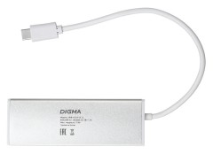 Разветвитель USB-C Digma HUB-4U3.0-UC-S 4порт. серебристый