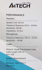 Наушники с микрофоном A4Tech Fstyler FH300U белый 2м мониторные USB оголовье (FH300U WHITE)