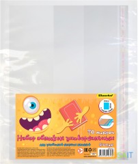 Обложка Silwerhof 382154 Монстрики для учебника с липк.сл. (набор 5шт) для старших классов ПП 70мкм гладкая прозр. 250х380мм