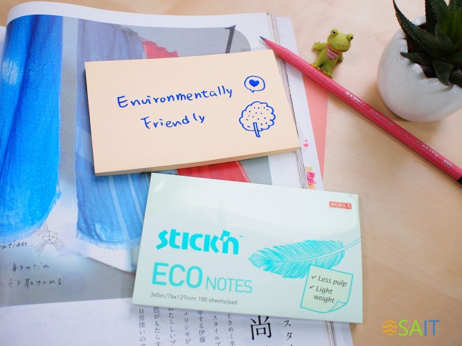 Блок самоклеящийся бумажный Stick`n ECO 21744 51x76мм 100лист. 60г/м2 пастель зеленый