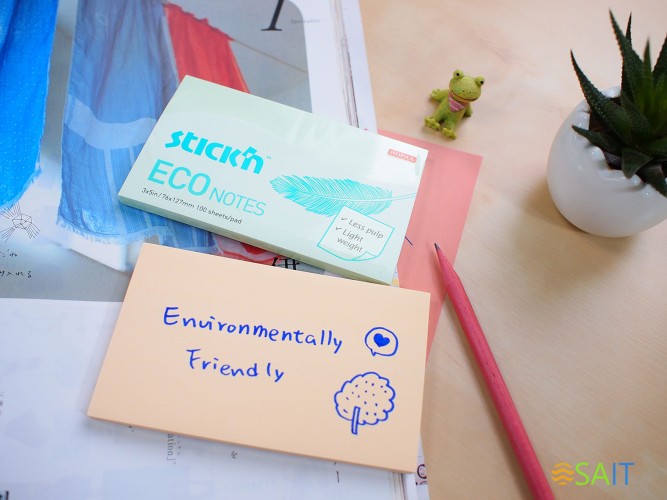 Блок самоклеящийся бумажный Stick`n ECO 21744 51x76мм 100лист. 60г/м2 пастель зеленый