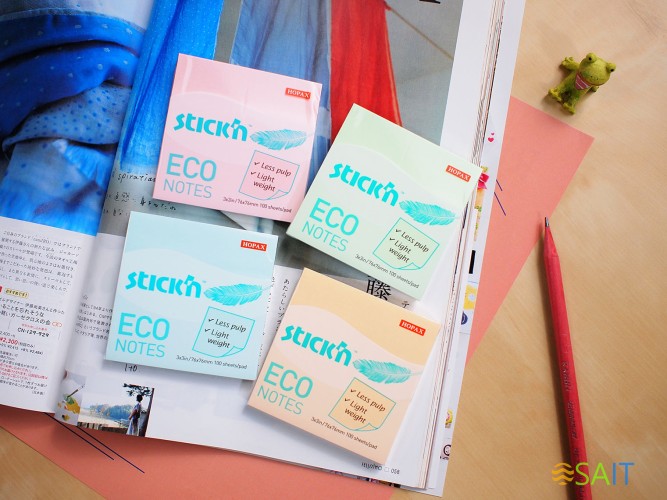 Блок самоклеящийся бумажный Stick`n ECO 21744 51x76мм 100лист. 60г/м2 пастель зеленый