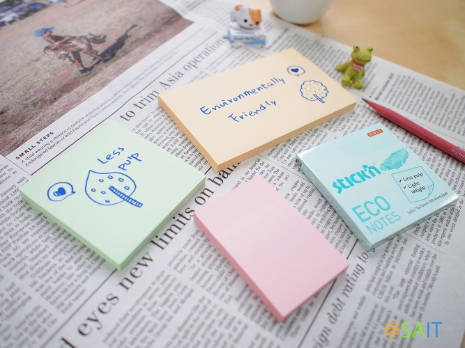 Блок самоклеящийся бумажный Stick`n ECO 21744 51x76мм 100лист. 60г/м2 пастель зеленый