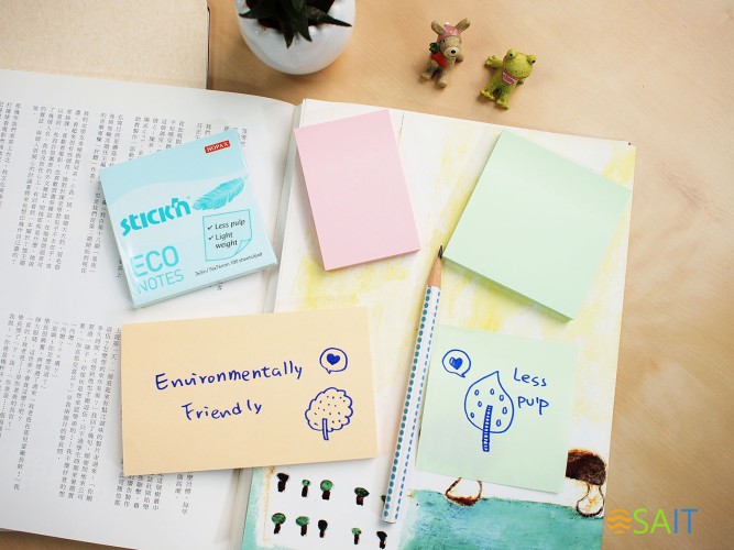 Блок самоклеящийся бумажный Stick`n ECO 21744 51x76мм 100лист. 60г/м2 пастель зеленый