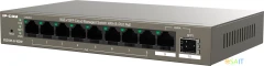 Коммутатор IP-Com G2210P-8-102W (L2) 9x1Гбит/с 1xКомбо(1000BASE-T/SFP) 1SFP 8PoE 92W неуправляемый