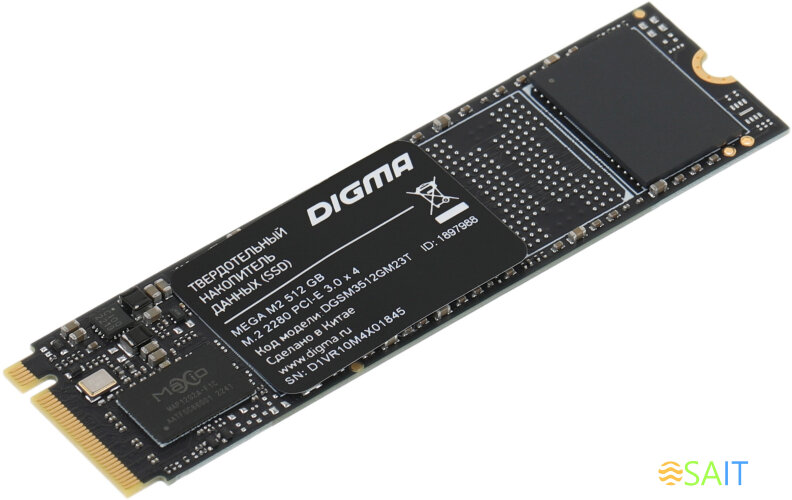 Накопитель SSD Digma PCIe 3.0 x4 512GB DGSM3512GM23T Mega M2 M.2 2280