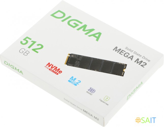 Накопитель SSD Digma PCIe 3.0 x4 512GB DGSM3512GM23T Mega M2 M.2 2280