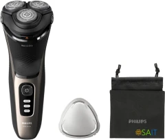 Бритва роторная Philips S3242/12 реж.эл.:3 питан.:аккум. черный/серебристый