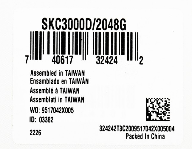 Накопитель SSD Kingston PCIe 4.0 x4 2TB SKC3000D/2048G KC3000 M.2 2280