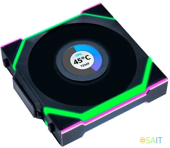 Вентилятор для корпуса Lian-Li Uni Fan SL Wireless 120 LCD Reverse ARGB 120х124.5x28 черный 4-pin 31дБ (G99.12RSLLCD1W1B.R0) Ret