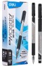 Набор ручек шариков. Deli Arrow (EQ10-BK-P) синий мет./черный черн. черн. кор.карт. (12шт) сменный стержень линия 0.7мм резин. манжета
