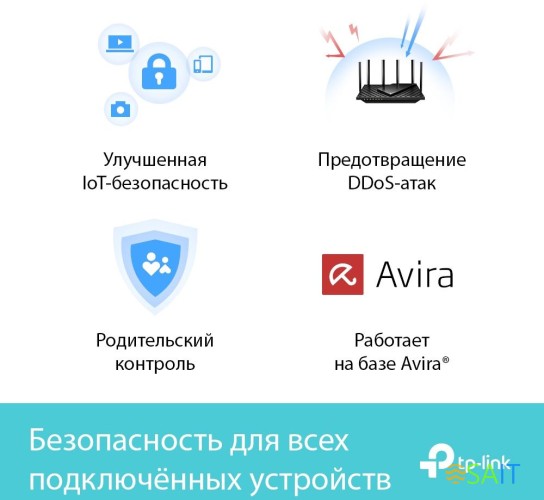 Роутер беспроводной TP-Link Archer AX73 AX5400 10/100/1000BASE-TX черный