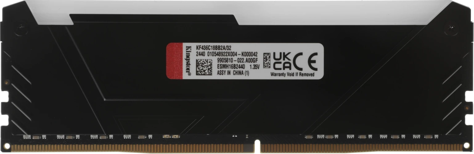 Память DDR4 32GB 3600MHz Kingston KF436C18BB2A/32 Fury Beast RGB RTL Gaming PC4-28800 CL18 DIMM 288-pin 1.35В single rank с радиатором Ret