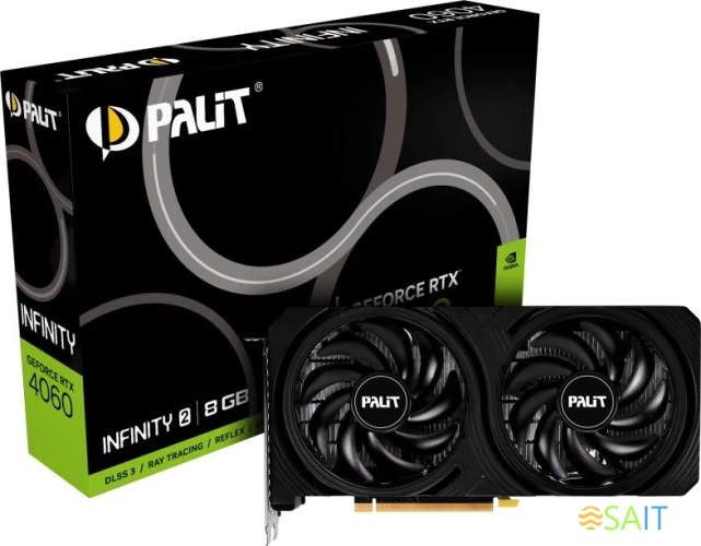 Видеокарта Palit PCI-E 4.0 PA-RTX4060 INFINITY 2 NVIDIA GeForce RTX 4060 8Gb 128bit GDDR6 1830/17000 HDMIx1 DPx3 HDCP Ret