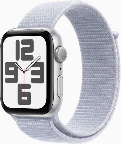 Смарт-часы Apple Watch SE 2024 A2723 44мм OLED корп.серебристый Sport Loop рем.голубой разм.брасл.:145-220мм (MXET3LL/A)