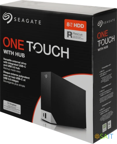 Жесткий диск Seagate USB 3.0 8Tb STLC8000400 One Touch 3.5" черный USB 3.0 type C