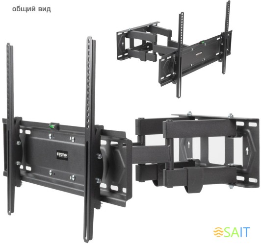 Кронштейн для телевизора Kromax PIXIS-XL-2 черный 40"-90" макс.50кг настенный поворот и наклон
