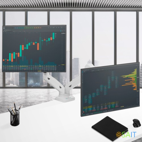 Кронштейн для мониторов Onkron G160W белый 13"-32" макс.16кг настольный поворот и наклон верт.перемещ.