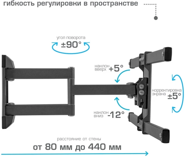 Кронштейн для телевизора Kromax CORBEL-10 титан 32"-75" макс.45кг настенный поворот и наклон